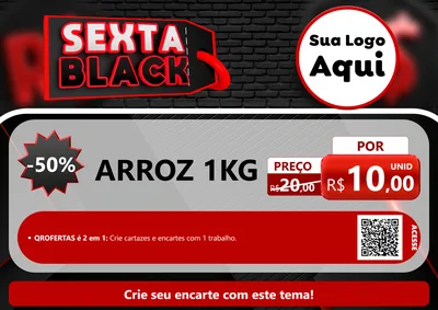 Modelo de Cartaz para Cartaz A4 Horizontal com o tema Sexta Black para Supermercado