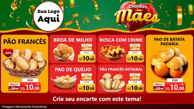 Modelo de TV para TV Horizontal com o tema Dia das Mães para Padaria
