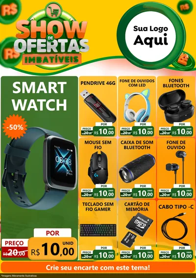 Modelo de Encarte para Encarte A4 Vertical com o tema Show de Ofertas Imbatíveis para Informática
