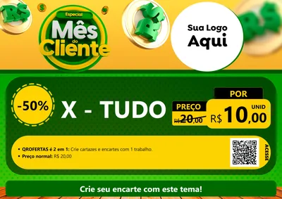 Modelo de Cartaz para Cartaz A4 Horizontal com o tema Especial Mês do Cliente para Hamburgueria