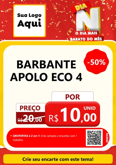 Modelo de Cartaz para Cartaz A4 Vertical com o tema Dia N o Dia Mais Barato do Mês para Armarinho e Aviamentos