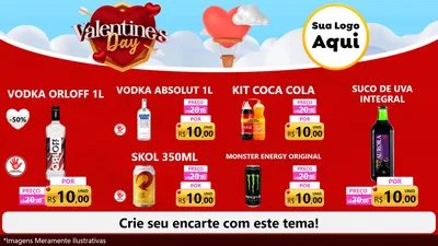 Modelo de TV para TV Horizontal com o tema Valentine's Day para Distribuidora de bebidas