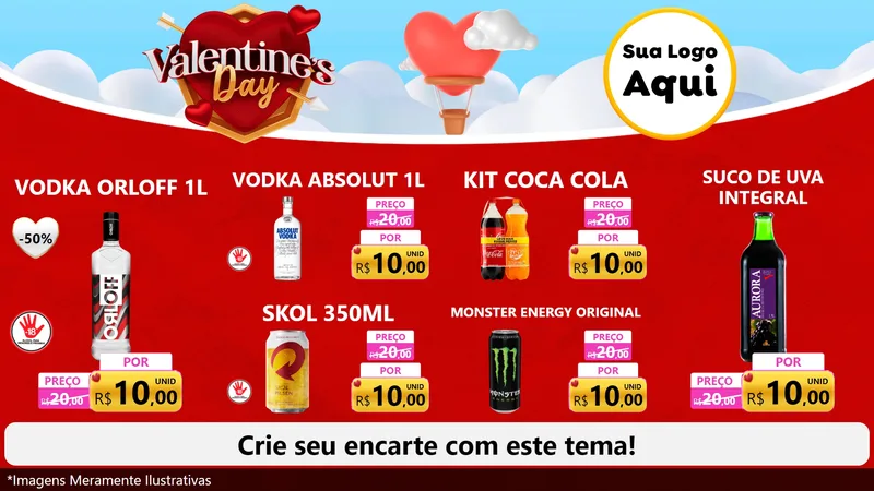 Modelo de TV para TV Horizontal com o tema Valentine's Day para Distribuidora de bebidas
