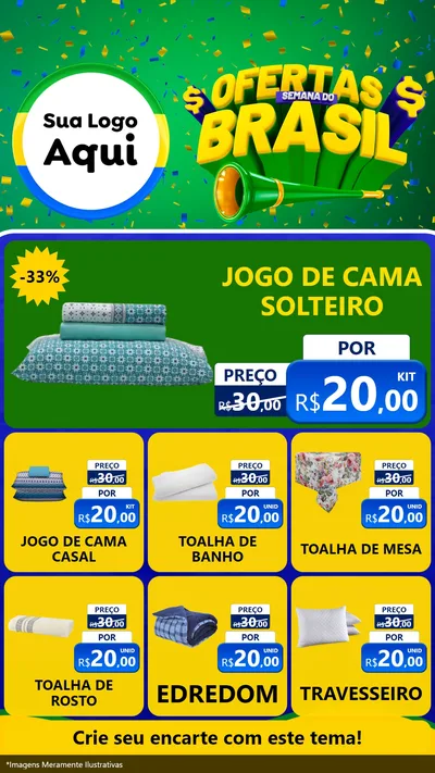 Modelo de Rede Social para Stories com o tema Ofertas Semana do Brasil para Cama, Mesa e Banho