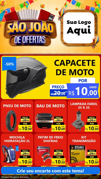 Modelo de Rede Social para Stories com o tema São João de Ofertas para Moto peças