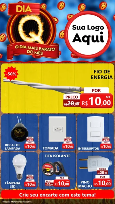 Modelo de Rede Social para Stories com o tema Dia Q - O Dia Mais Barato Do Mês para Materiais Elétricos