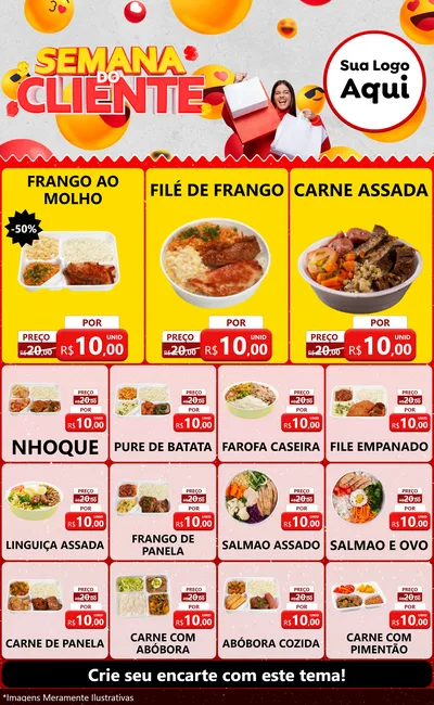 Modelo de Encarte para Encarte Grande com o tema Semana do Cliente para Restaurante