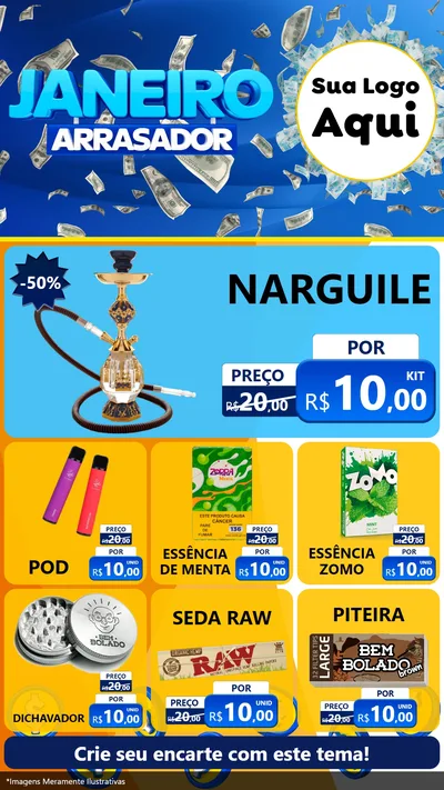 Modelo de Rede Social para Stories com o tema Janeiro Arrasador para Tabacaria