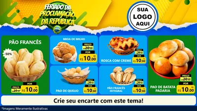 Modelo de TV para TV Horizontal com o tema Feriado da Proclamação da República para Padaria