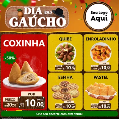 Modelo de Rede Social para Feed Facebook com o tema Dia do Gaúcho para Salgadaria
