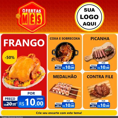 Modelo de Rede Social para Feed Facebook com o tema Ofertas do Mês para Assados