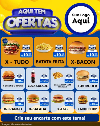 Modelo de Rede Social para Feed Instagram com o tema Aqui Tem Ofertas para Hamburgueria