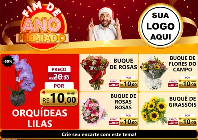 Modelo de Encarte para Encarte A4 Horizontal com o tema Fim de Ano Premiado para Floricultura e jardim