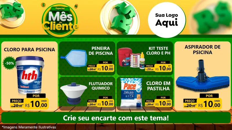 Modelo de TV para TV Horizontal com o tema Especial Mês do Cliente para Produtos para Piscina