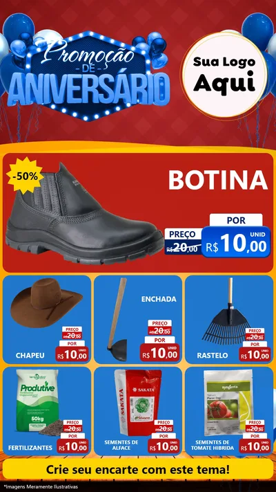 Modelo de Rede Social para Stories com o tema Promoção de Aniversário para Agropecuária