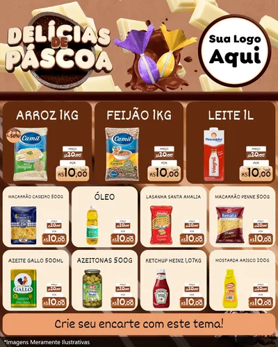 Modelo de Rede Social para Feed Instagram com o tema Delícias de Páscoa para Supermercado