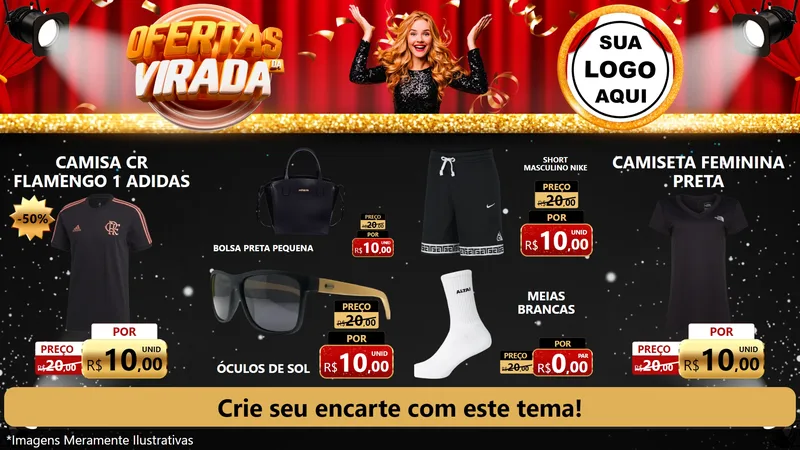 Modelo de TV para TV Horizontal com o tema Ofertas da Virada para Roupas e acessórios