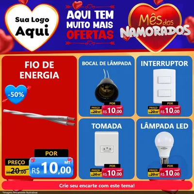 Modelo de Rede Social para Feed Facebook com o tema Mês dos Namorados para Materiais Elétricos