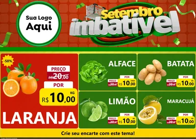 Modelo de Encarte para Encarte A4 Horizontal com o tema Setembro Imbatível para Hortifrúti