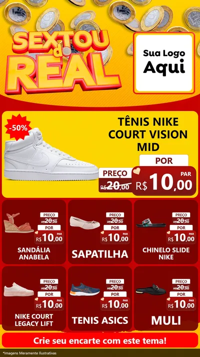 Modelo de Rede Social para Stories com o tema Sextou do Real para Calçados