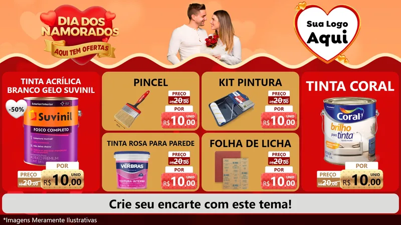 Modelo de TV para TV Horizontal com o tema Dia dos Namorados - Aqui Tem Ofertas para Tintas e Ferramentas