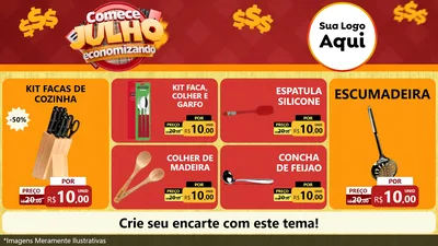 Modelo de TV para TV Horizontal com o tema Comece Julho Economizando para Utilidades Domésticas