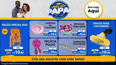 Modelo de TV para TV Horizontal com o tema Ofertas Imperdíveis Mês Do Papai para Pet Shop
