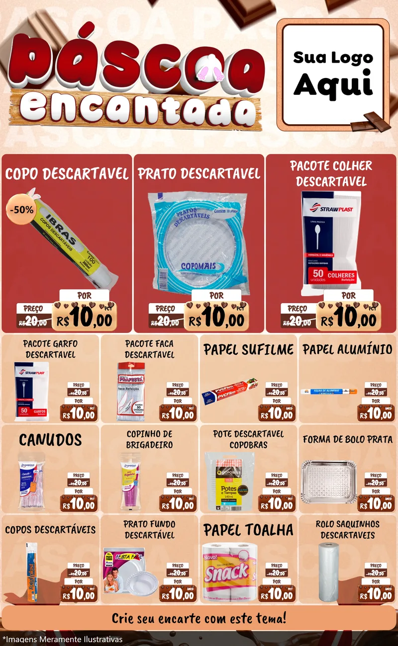 Modelo de Encarte para Encarte Grande com o tema Páscoa Encantada para Embalagens