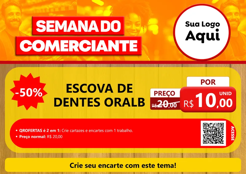 Modelo de Cartaz para Cartaz A4 Horizontal com o tema Semana do Comerciante para Higiene Pessoal