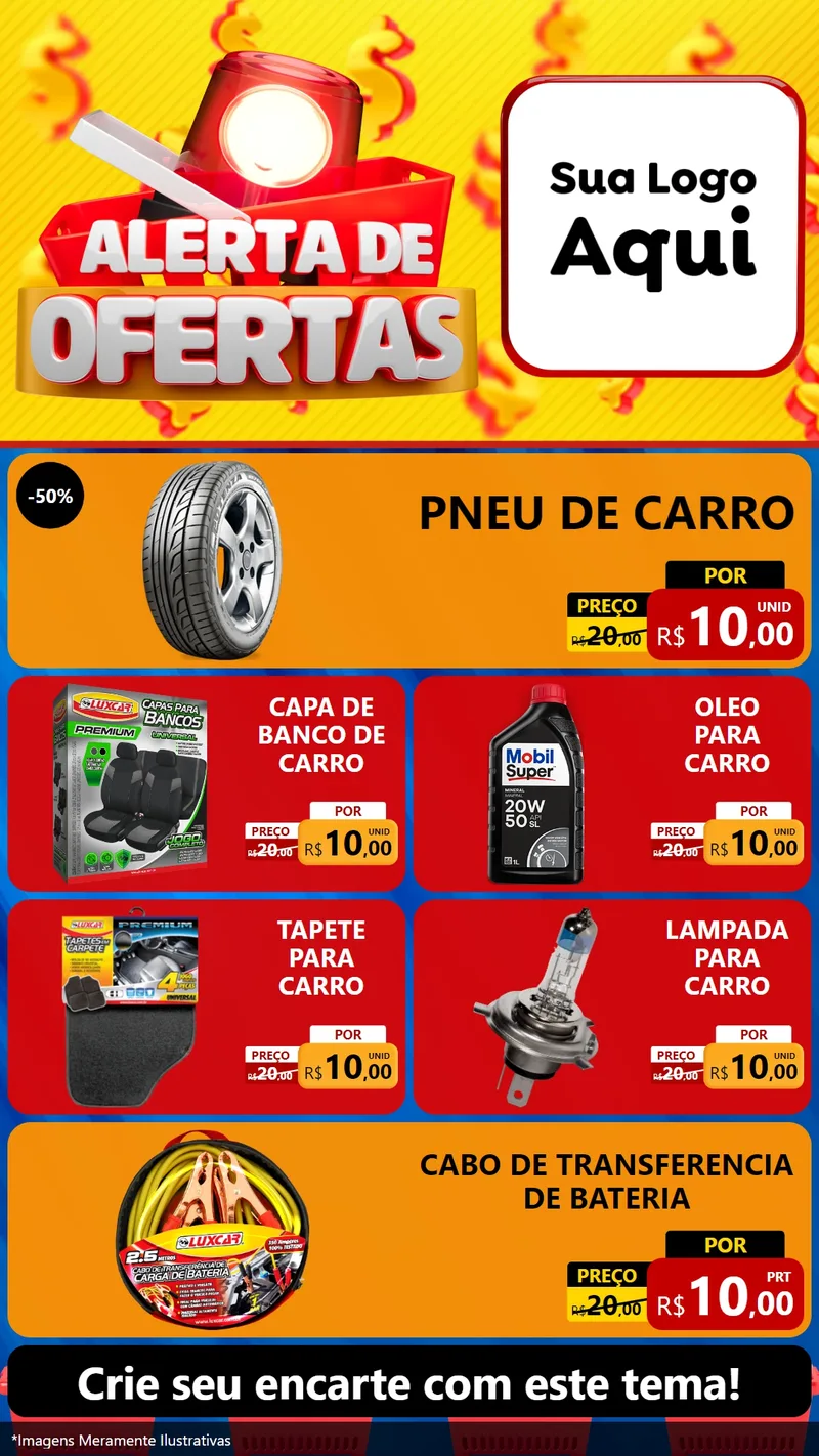 Modelo de TV para TV Vertical com o tema Alerta de Ofertas para Auto peças
