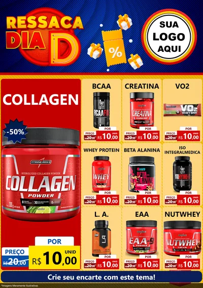 Modelo de Encarte para Encarte A4 Vertical com o tema Ressaca Dia D para Suplementos alimentares