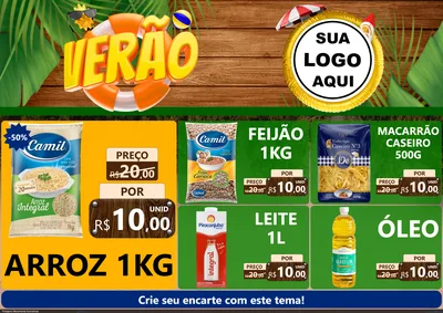 Modelo de Encarte para Encarte A4 Horizontal com o tema Verão para Supermercado