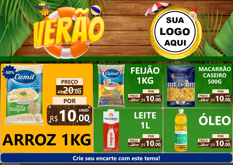 Modelo de Encarte para Encarte A4 Horizontal com o tema Verão para Supermercado