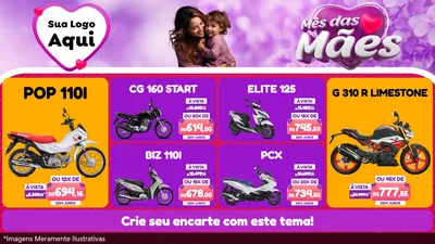 Modelo de TV para TV Horizontal com o tema Mês das Mães para Concessionaria de Motos