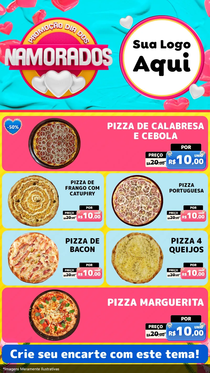 Modelo de TV para TV Vertical com o tema Promoção Dia dos Namorados para Pizzaria