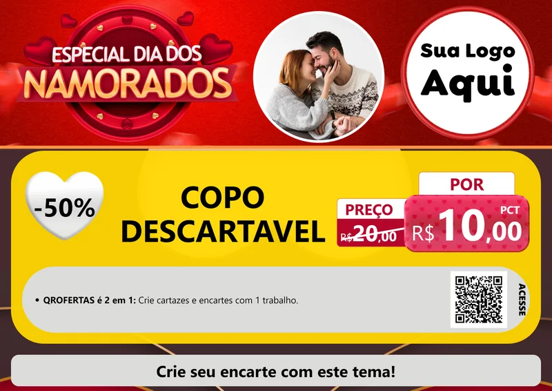 Modelo de Cartaz para Cartaz A4 Horizontal com o tema Especial Dia Dos Namorados para Embalagens