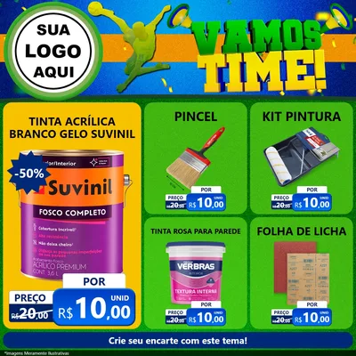 Modelo de Rede Social para Feed Facebook com o tema Vamos Time! para Tintas e Ferramentas