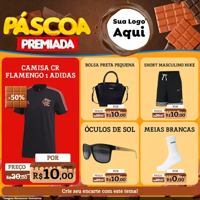 Modelo de Rede Social para Feed Facebook com o tema Páscoa Premiada para Roupas e acessórios