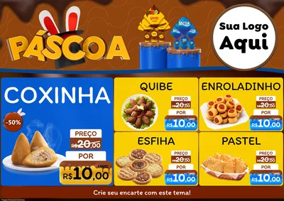 Modelo de Encarte para Encarte A4 Horizontal com o tema Páscoa para Salgadaria