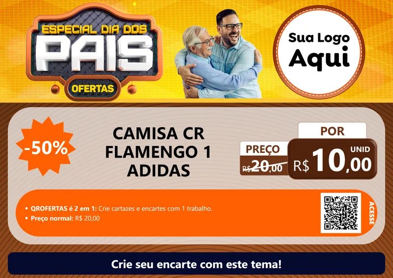Modelo de Cartaz para Cartaz A4 Horizontal com o tema Especial Dia dos Pais para Roupas e acessórios