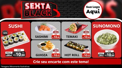 Modelo de TV para TV Horizontal com o tema Sexta Black para Comida japonesa