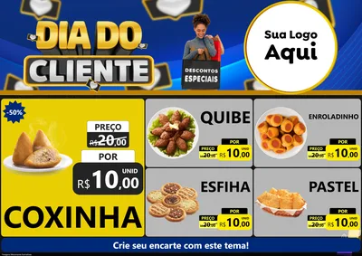 Modelo de Encarte para Encarte A4 Horizontal com o tema Dia Do Cliente para Salgadaria