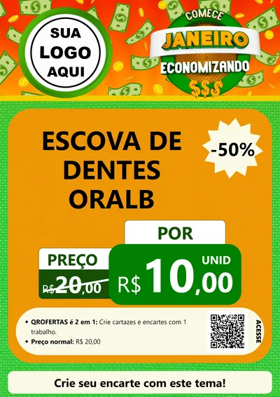 Modelo de Cartaz para Cartaz A4 Vertical com o tema Comece Janeiro Economizando para Higiene Pessoal