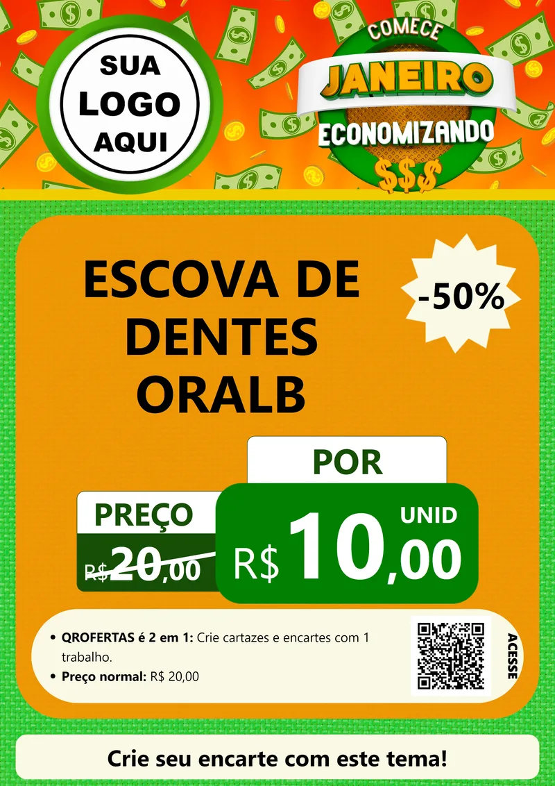 Modelo de Cartaz para Cartaz A4 Vertical com o tema Comece Janeiro Economizando para Higiene Pessoal