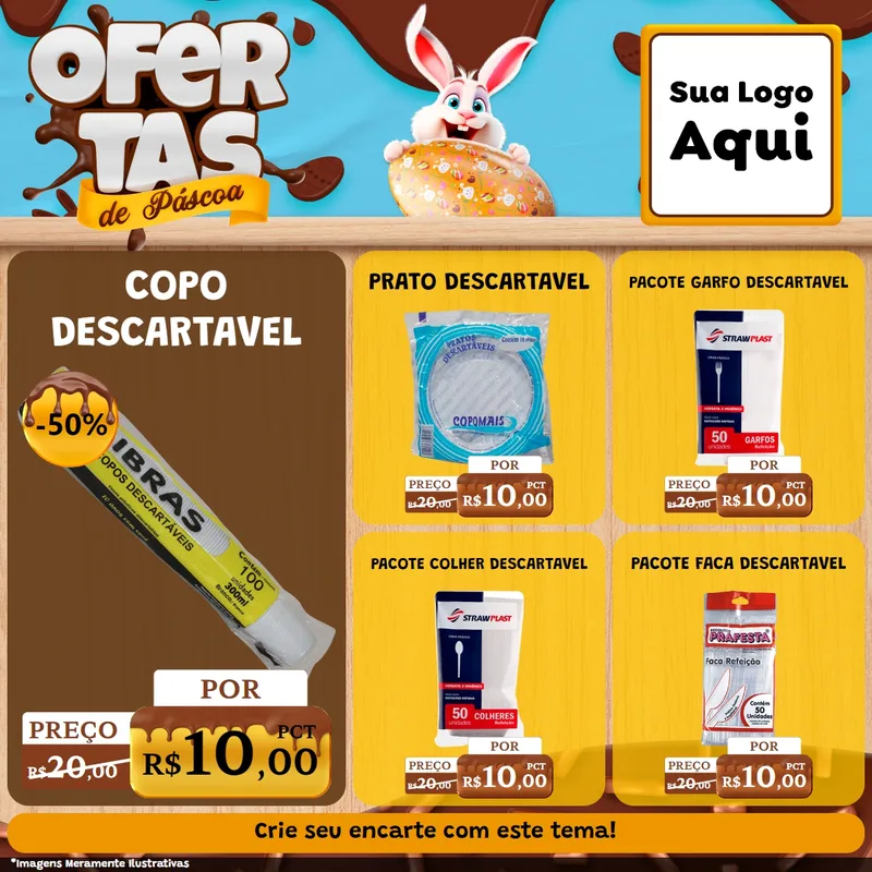 Modelo de Rede Social para Feed Facebook com o tema Ofertas de Páscoa para Embalagens