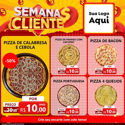 Modelo de Rede Social para Feed Facebook com o tema Semana do Cliente para Pizzaria