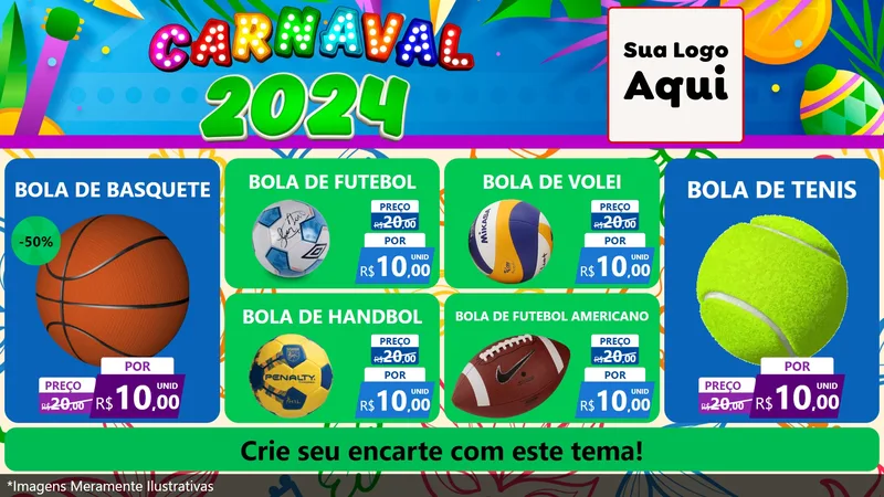 Modelo de TV para TV Horizontal com o tema Carnaval 2027 para Artigos Esportivos