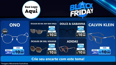 Modelo de TV para TV Horizontal com o tema Black Friday para Óticas