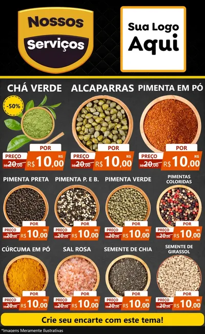 Modelo de Encarte para Encarte Grande com o tema Nossos Serviços para Produtos Naturais