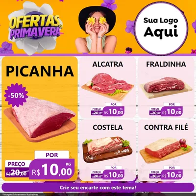 Modelo de Rede Social para Feed Facebook com o tema Ofertas Da Primavera para Açougue